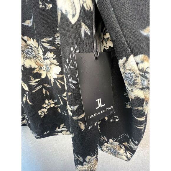 NWT Jules & Leopold Soft Floral Patterned Cowl Neck Boxy Sweater - Picture 3 of 5